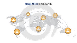 Vector social media infographic map.