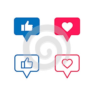 Vector social media like icon colorful