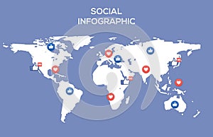 Vector social media map internet community. Business people world network