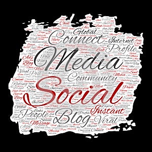 Vector social media networking or communication web marketing technology word cloud