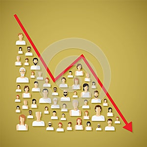 Vector social network population and demography decline concept.