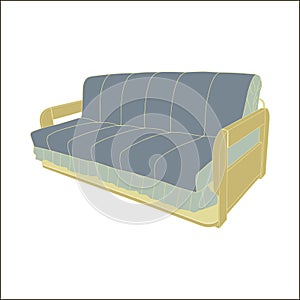 Vector sofa with decorative for lounge sitting or drawing room home design realistic illustration. Double furniture