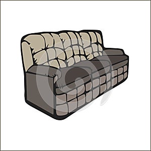 Vector sofa with decorative for lounge sitting or drawing room home design realistic illustration. Double furniture