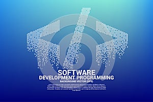 Vector software development programming tag icon with square dot pixel.