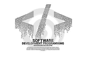 Vector software development programming tag icon with square dot pixel.