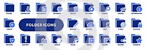 Vector solid icons of file folders