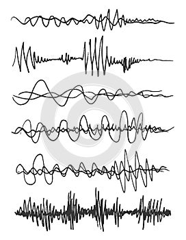 Vector sound waves set. Audio Player. Audio equalizer technology, pulse musical. Vector illustration