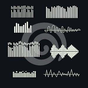 Vector sound waves set. Music elements .