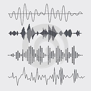 Vector sound waves set. Music. Vector