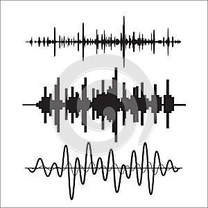 Vector sound waves set. Vector illustration.