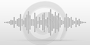 Vector sound waves stylized with convex sticks. Music equalizer visual effect