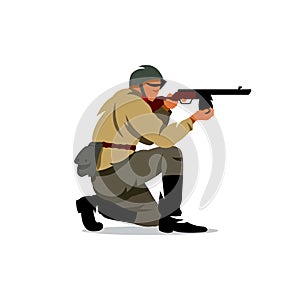 Vector soviet army soldier Cartoon Illustration.