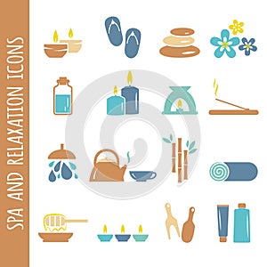 Vector spa and relaxation icons on white