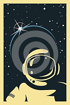 Vector Space Poster. Stylized under the Old Soviet Space Propaganda photo