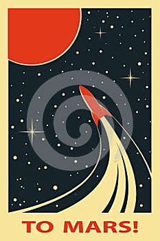 Vector Space Poster. Stylized under the Old Soviet Space Propaganda