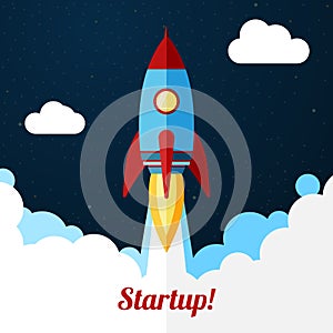 Vector. Space rocket launch. Concept for startups