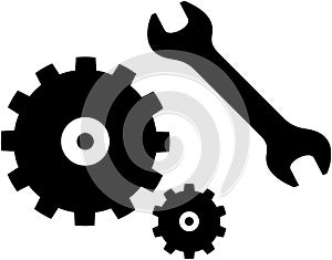 Vector spanner and gears illustration