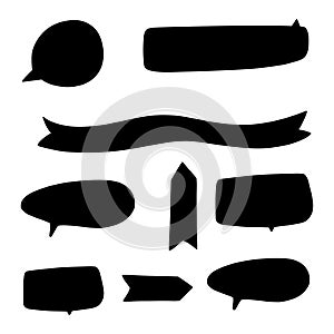 Vector speach bubbles set. Hand drawn text space elements.