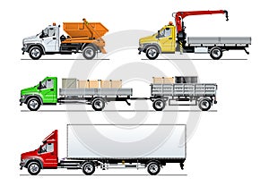 Vector spec trucks set isolated on white