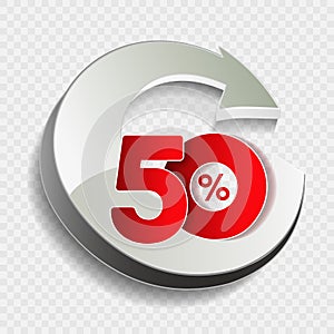 Vector special sale offer. Red tag 50 % off.