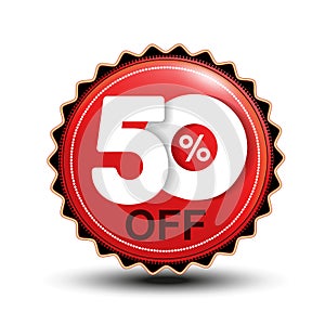 Vector special sale offer. Red tag 50 % off.