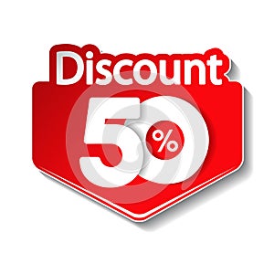 Vector special sale offer. Red tag 50 % off.