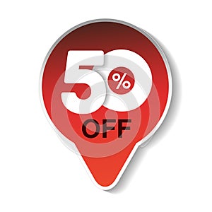 Vector special sale offer. Red tag 50 % off.