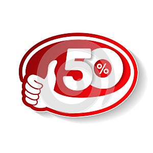 Vector special sale offer. Red tag with best choice. Discount offer price label with hand gesture. Sticker of 50 % off.