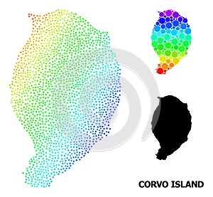 Vector Spectrum Dotted Map of Corvo Island