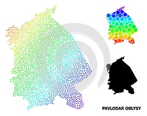 Vector Spectrum Gradient Dotted Map of Pavlodar Region photo