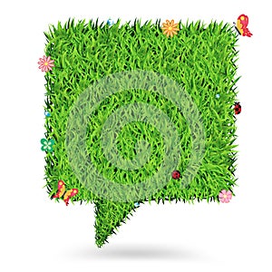 Vector speech bubble green grass texture backgroun