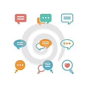 Vector Speech bubble icon set on white background