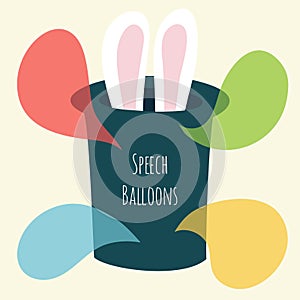 Vector speech bubble, magic hat and bunny ears