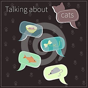 Vector speech bubbles cat set