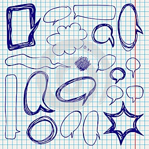 Vector Speech Bubbles Doodles on Notepaper