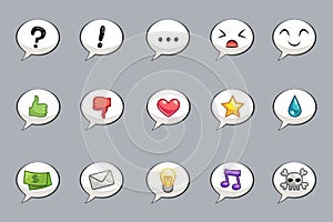 Vector speech bubbles set of cute icons for web and mobile application.