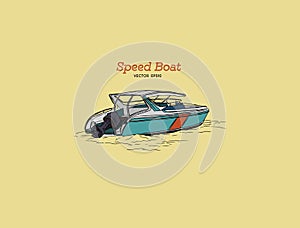 Vector speed boat, hand draw vector.