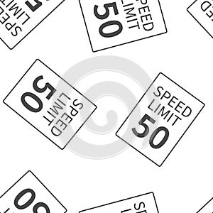 Vector Speed Limit 50 mph seamless pattern on a white background