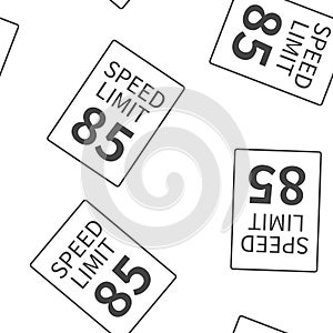 Vector Speed Limit 85 mph seamless pattern on a white background