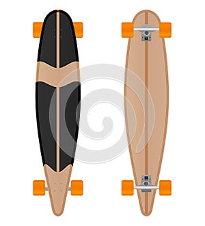Vector speed longboard isolated on white background.