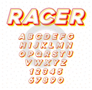 Vector Speed Racing Sport Italic Font with Letters and Numbers