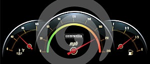 Vector Speedometer. Temperature indicator and fuel