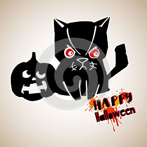 Vector spider halloween moon illustration cat cartoon cute pumpkin background dark