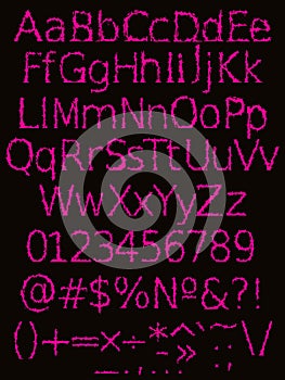 Vector spiked alphabet.Art font.