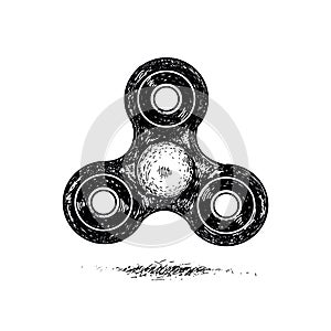 Vector spinner black and white illustration.