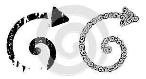 Spiral Arrow Icon Recursion Collage and Grunge Textured Icon photo