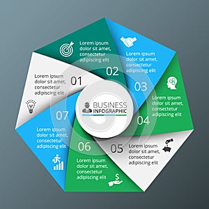 Vector spiral heptagon for infographic. photo