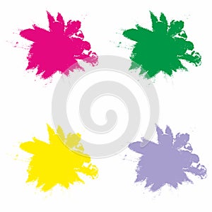 Vector Splash in Red, Green, Yellow and Violet Color. Ilustration of Blot