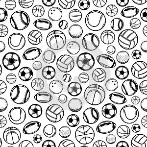 Vector sport balls seamless pattern or background
