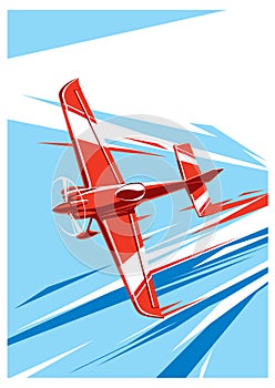 Vector sport plane in fly.